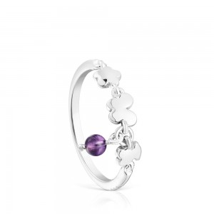 Anillos TOUS Bold Motif amethyst Mujer Plateados | 4259HDANB