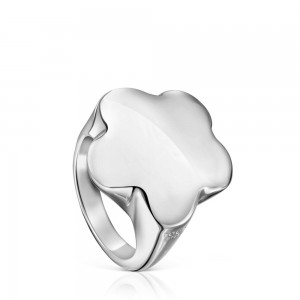 Anillos TOUS Bold Motif flower Signet ring Mujer Plateados Flores | 7368ACEKN