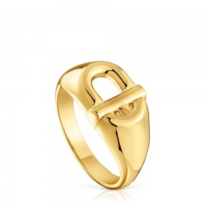 Anillos TOUS Manifesto Signet 18kt plating over Mujer Dorados Plateados | 5691QKFDS