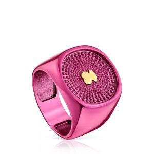 Anillos TOUS Oursin fuchsia Seal Mujer Fucsia Plateados | 8612ARKJM