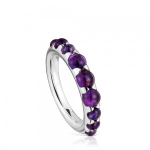 Anillos TOUS Small amethyst Sugar Party Mujer Plateados | 8024JEBLK