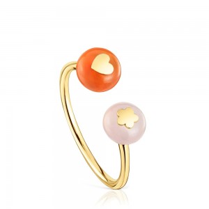 Anillos TOUS Small chalcedony Open ring Balloon Mujer Dorados | 6815WSVGD