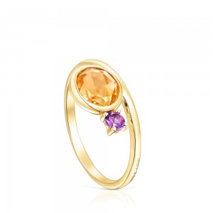 Anillos TOUS Virtual Garden citrine amethyst Mujer Dorados | 4691ILPJK