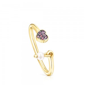 Anillos TOUS vermeil New Motif amethyst heart pearl Mujer Plateados | 1562UYNTI