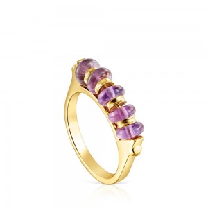 Anillos TOUS vermeil Virtual Garden Bar amethyst Mujer Plateados | 8714IFHCU