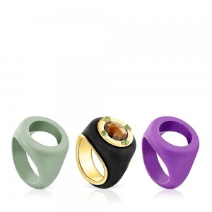 Anillos TOUS vermeil Virtual Garden Signet ring set with smoky quartz Mujer Plateados | 0382JFXYI