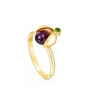 Anillos TOUS vermeil Virtual Garden amethyst chrome diopside Mujer Plateados | 6721TZKGL