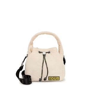 Bolsa de Mano TOUS Bucket bag Carol Soft Mujer Beige | 3962RIZBG