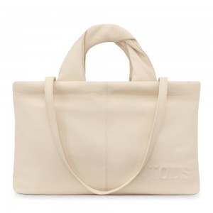 Bolsa de Mano TOUS Dolsa Shopping bag Mujer Beige | 6247DFHNS