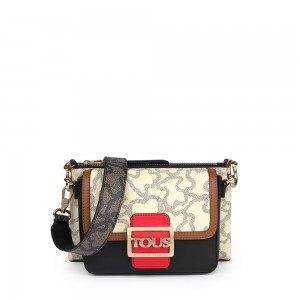 Bolsa de Mano TOUS Double Kaos Icon Multi - Shoulder Bags Mujer Multicolor Rojos Beige | 9217KNJEA