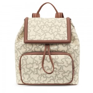 Bolsa de Mano TOUS Kaos Icon Backpacks Mujer Beige | 6170RGEOH