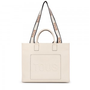 Bolsa de Mano TOUS Large La Rue Amaya Shopping Bag Mujer Beige | 5943JCLWF