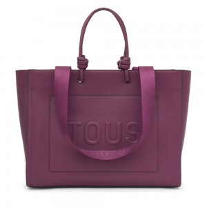 Bolsa de Mano TOUS Large La Rue New Amaya Shopping bag Mujer Vino | 5429PMOZL