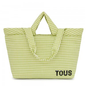 Bolsa de Mano TOUS Large Tote bag Carol Vichy Mujer Verdes | 3769PIOLR