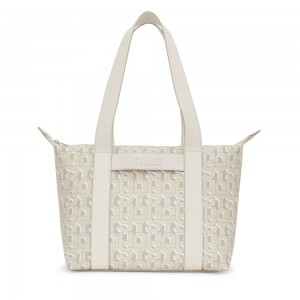 Bolsa de Mano TOUS Large Tote bag MANIFESTO Mujer Beige | 1279KWFAN