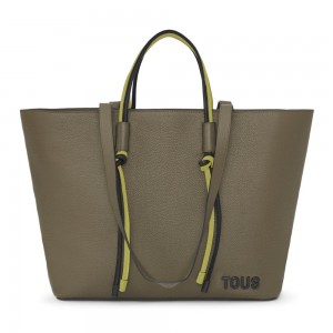 Bolsa de Mano TOUS Large khaki leather Tote bag Lynn Mujer Kaki | 2843HUMJC