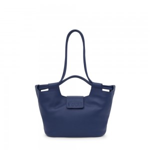 Bolsa de Mano TOUS Medium Tote bag Sun Mujer Azul Marino Azules | 0853OZIRJ