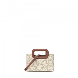 Bolsa de Mano TOUS Mini Kaos Icon Crossbody Bags Mujer Beige | 7603MKWHJ