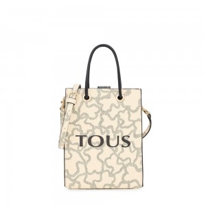 Bolsa de Mano TOUS Mini Kaos Icon Handbag Mujer Beige | 1479CYZEQ