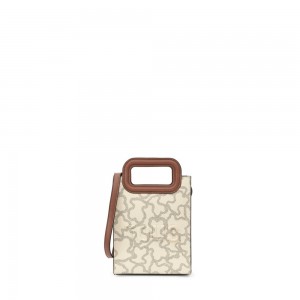 Bolsa de Mano TOUS Mini Kaos Icon Pop Handbag Mujer Beige | 6895TMVGI