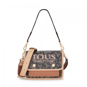 Bolsa de Mano TOUS Small Audree Kaos Icon Crossbody Bags Mujer Negros | 9725PSLEK