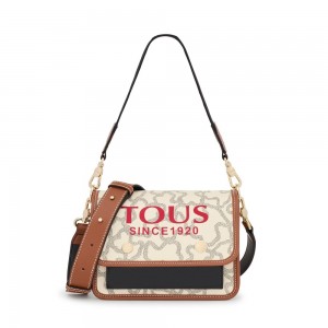 Bolsa de Mano TOUS Small Audree Kaos Icon Crossbody Bags Mujer Beige | 1208ZEAYR