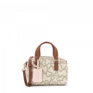 Bolsa de Mano TOUS Small Bowling bag Kaos Icon Mujer Beige | 9546XCJAY