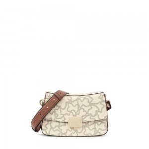 Bolsa de Mano TOUS Small Kaos Icon Crossbody Bags Mujer Beige | 6018WGDVU