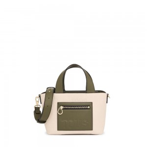 Bolsa de Mano TOUS Small Tote bag Nanda Mujer Beige Kaki | 6032ZTFVR