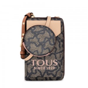 Bolsas Hombro TOUS Kaos Icon hanging phone pouch with wallet Mujer Negros | 5384FOIVJ