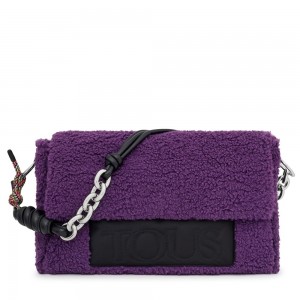 Bolsas Hombro TOUS Large lilac-colored Empire Fur Mujer Morados | 9680BEHMO