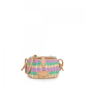 Bolsas Hombro TOUS Mauve raffia Scoubidou Mujer Morados | 2703KRUVT