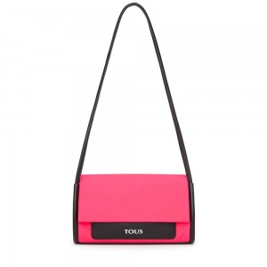 Bolsas Hombro TOUS Medium fluorescent Empire Algodon Mujer Fluorescentes Rosas | 8932ZODKM