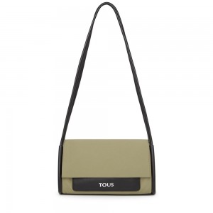 Bolsas Hombro TOUS Medium khaki Empire Algodon Mujer Kaki | 4750IFUHG