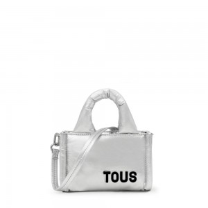 Bolsas Hombro TOUS Silver-colored City minibag Party Mujer Plateados | 9163UMZOR