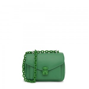 Bolsas Hombro TOUS Small leather Bold Bear Mujer Verdes | 6592PQEHI