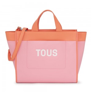 Bolsas Hombro TOUS Tote bag Maya Mujer Rosas Naranjas | 5382LGHCY