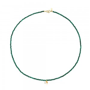 Colgantes TOUS Camille Necklace with malachite Mujer Plateados | 9378VWBME