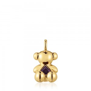 Colgantes TOUS Medium bear, with 18 kt plating over amethyst Bold Bear Mujer Dorados Plateados | 9806RWIYC