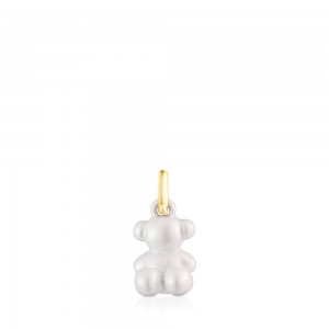 Colgantes TOUS Small Bold Bear white steel bear Mujer Blancos Grises | 3865KPIJV