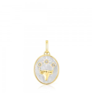 Colgantes TOUS Taurus in vermeil with mother-of-pearl topazes Horoscope Mujer Plateados | 2349DPNZJ