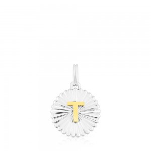 Colgantes TOUS vermeil Alphabet letter T medallion Mujer Plateados | 8639ARBHS