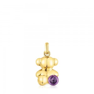 Colgantes TOUS vermeil Bold Bear with amethyst Mujer Plateados | 6142MCTGZ