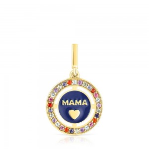 Colgantes TOUS vermeil Crossword Mama Mama with gemstones enamel Mujer Plateados | 3690HETCO