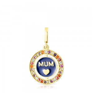 Colgantes TOUS vermeil Crossword Mama Mum with gemstones enamel Mujer Plateados | 4087GMQID