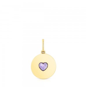 Colgantes TOUS vermeil Medallion with amethyst heart Aelita Mujer Plateados | 5076TBWYC