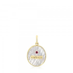 Colgantes TOUS vermeil Mom Medallion with mother-of-pearl rhodolite Mama Mujer Plateados | 4371YRKHL