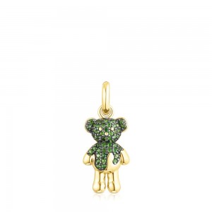 Colgantes TOUS vermeil Teddy Bear Splash with chrome diopside Mujer Plateados | 5049QVRTX