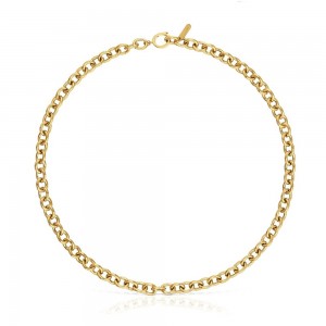 Collares TOUS Curb chain Choker with 18 kt plating over Mujer Dorados Plateados | 8596DHQCJ