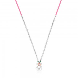 Collares TOUS Instint MOUTT fuchsia elastic with steel mother-of-pearl Mujer Fucsia Grises | 6201RGNSV